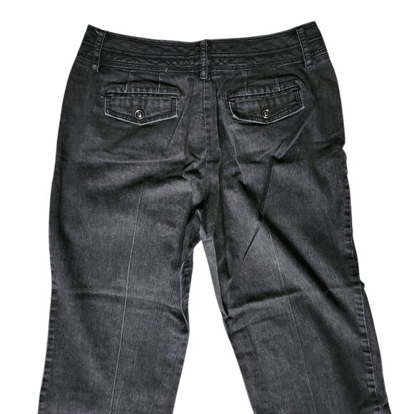 New Directions Black Straight Leg Double Button Flap Pocket Jeans sz 10 - Picture 5 of 10